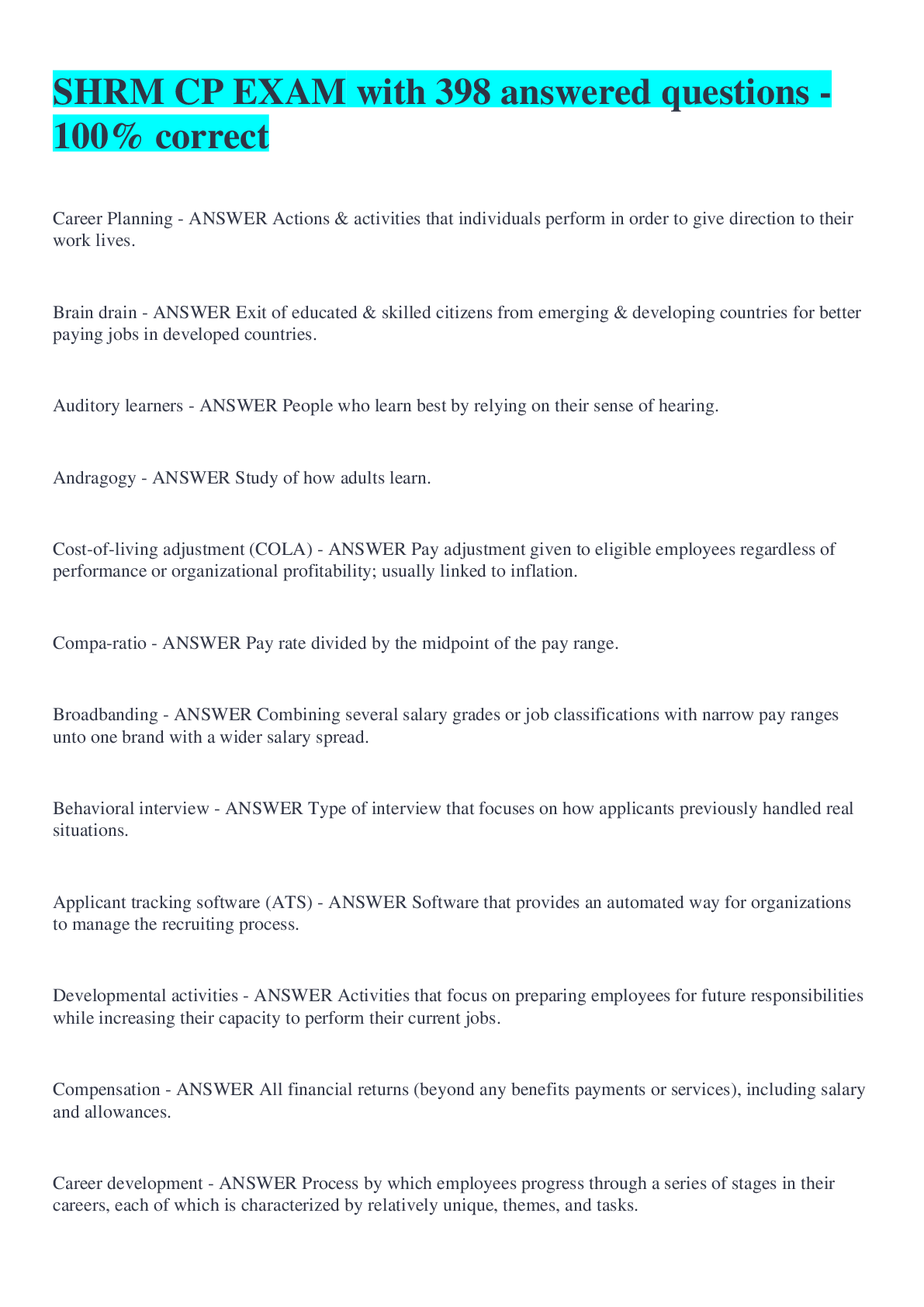 Preview image of SHRM CP EXAM document